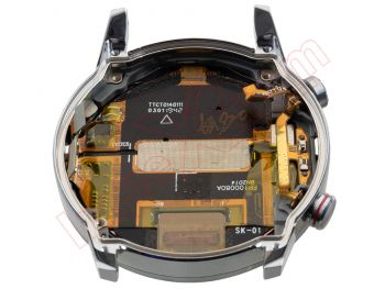 Pantalla completa AMOLED (LCD/display + digitalizador/táctil) negra con marco plateado para reloj inteligente Huawei Honor Magic Watch 2 de 46mm. Calidad PREMIUM